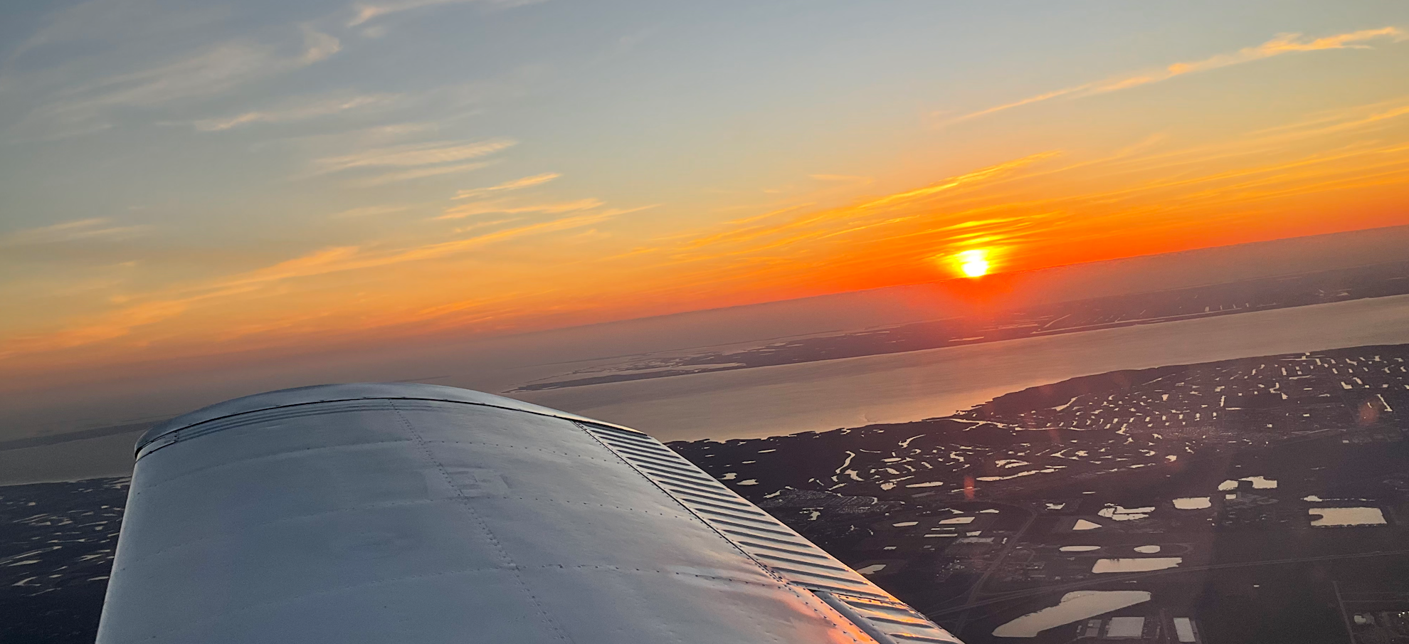 Aviation training at sunset - instrument flying